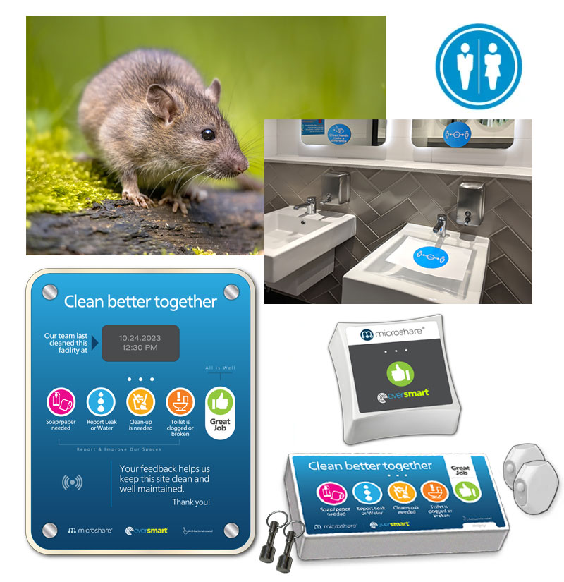 EverSmart Clean feedback panels, restroom fixtures, gateway devices and a rodent in the wild